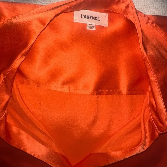 L'AGENCE Bold Orange Satin Top